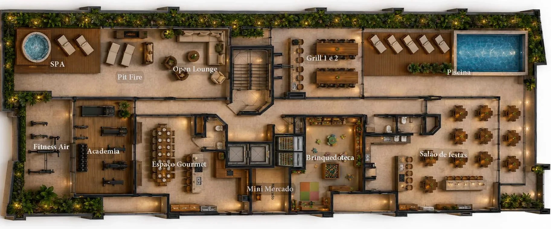 Planta do rooftop do Serenata Home
